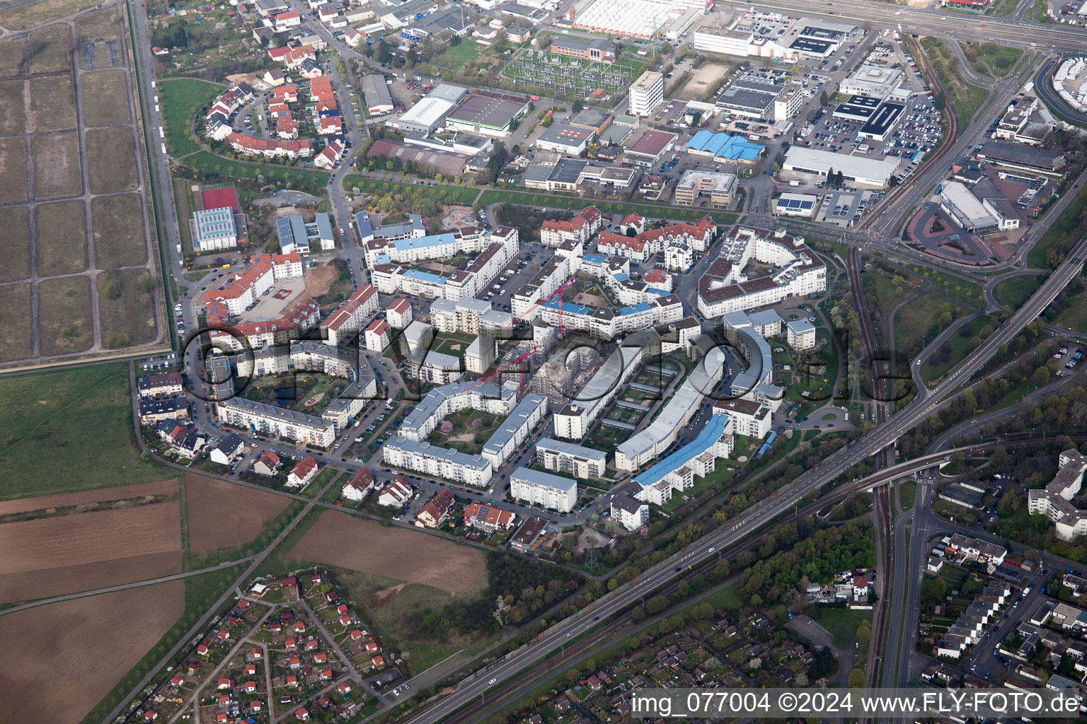 Ida-Dehmel-Ring in the district Käfertal in Mannheim in the state Baden-Wuerttemberg, Germany