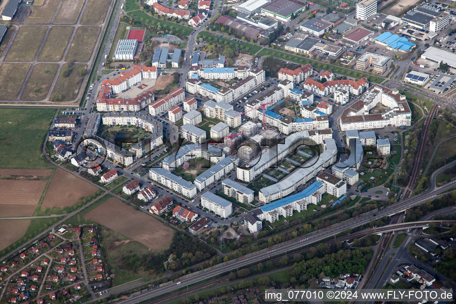 District Ida-Dehmel-Ring in the city in the district Kaefertal in Mannheim in the state Baden-Wurttemberg, Germany