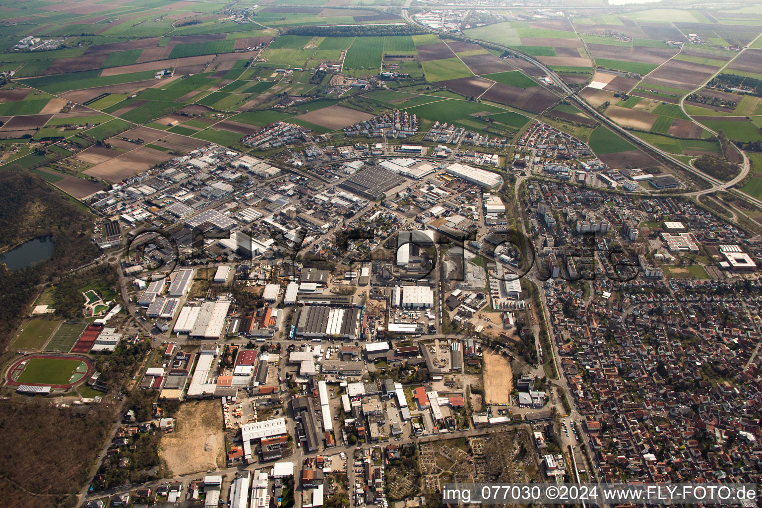 Industrial area north in Viernheim in the state Hesse, Germany