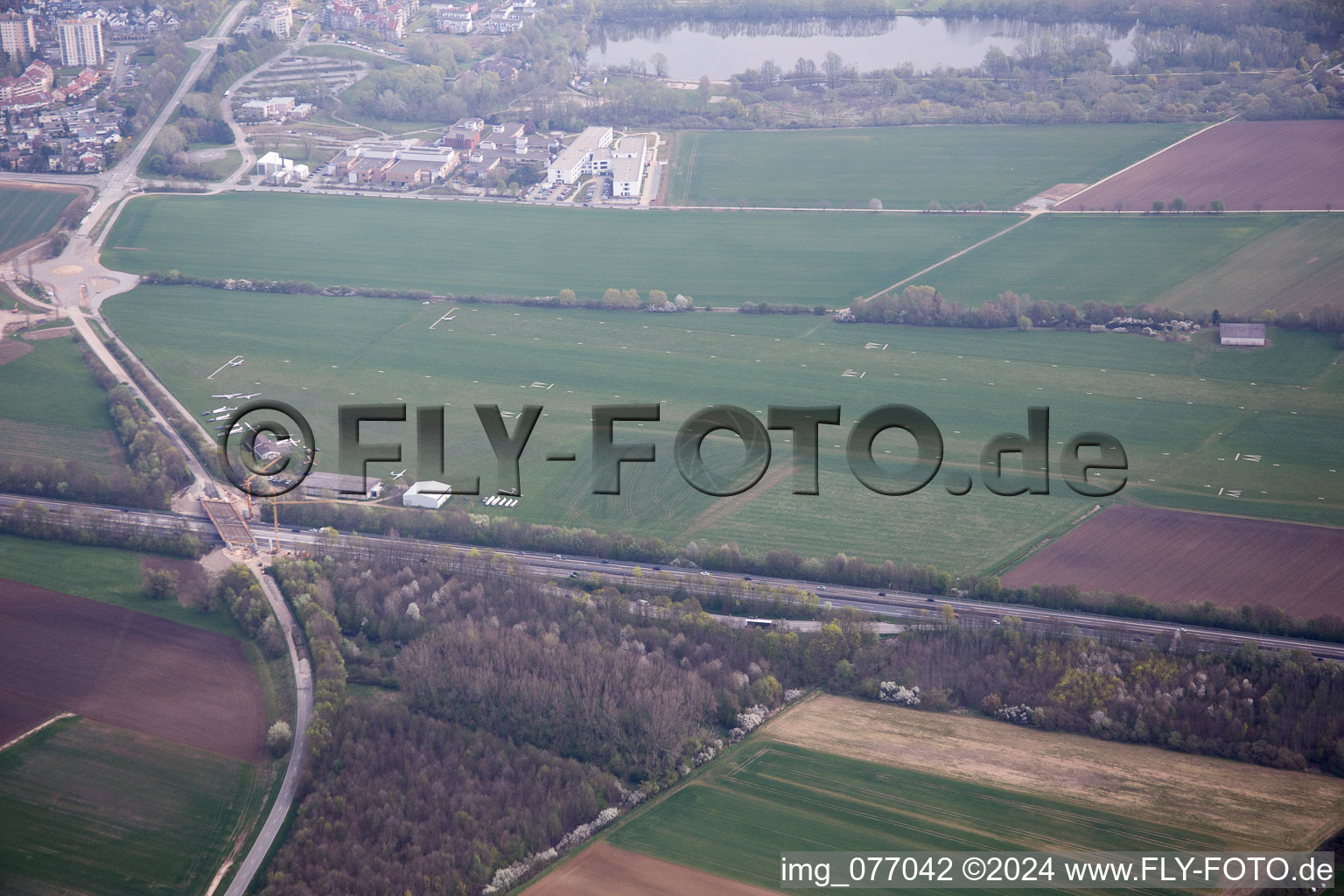 Aerial view of Airport in Heppenheim in the state Hesse, Germany