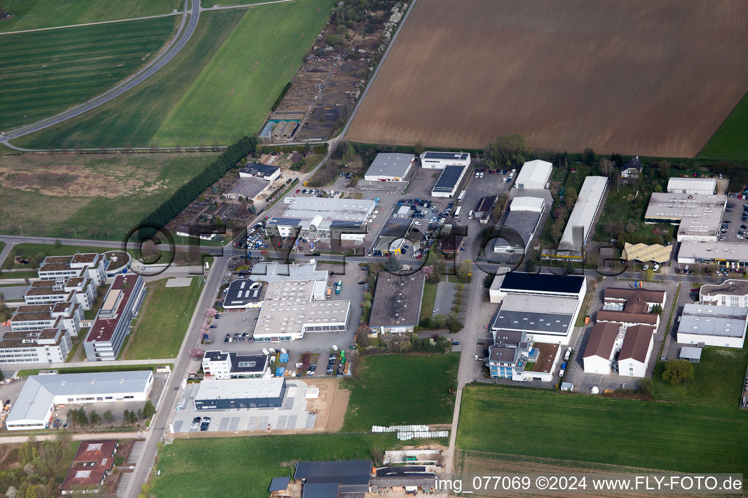 Industrial estate and company settlement Robert-Bosch-Str. in Bensheim in the state Hesse