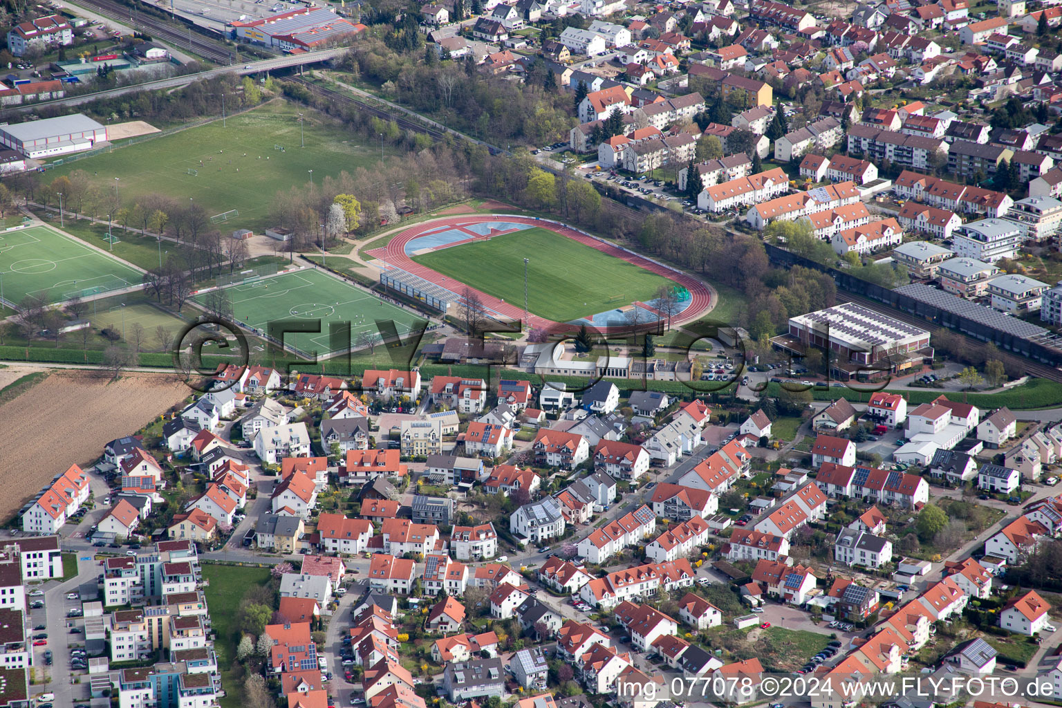 Drone recording of Bensheim in the state Hesse, Germany