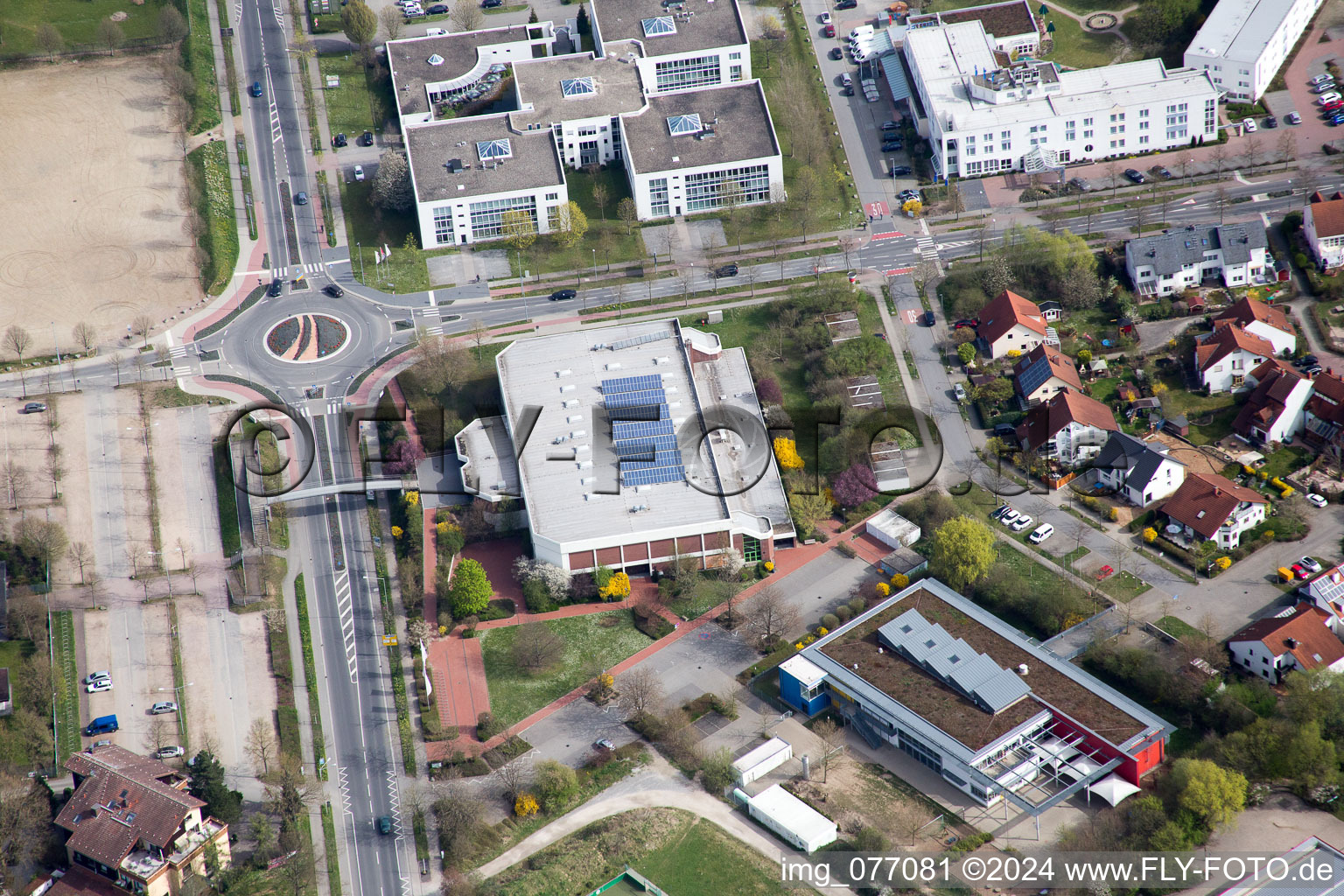 Aerial view of Industrial estate and company settlement Track&Trace Academy und Europa Hotel in the district Auerbach in Bensheim in the state Hesse