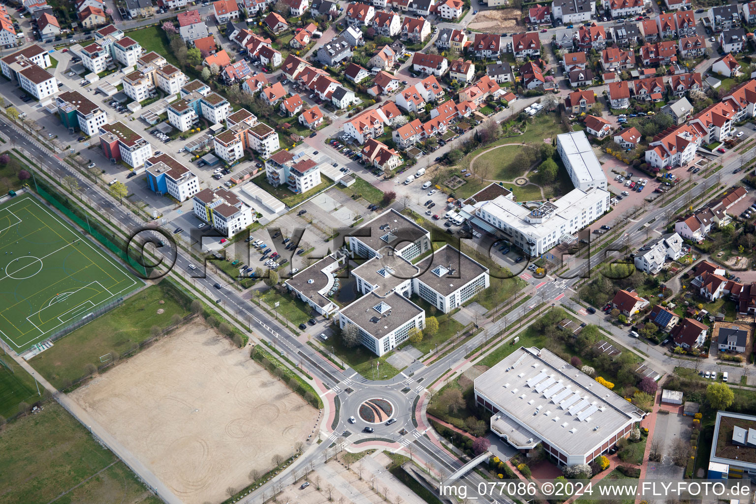 Aerial photograpy of Industrial estate and company settlement Track&Trace Academy und Europa Hotel in the district Auerbach in Bensheim in the state Hesse