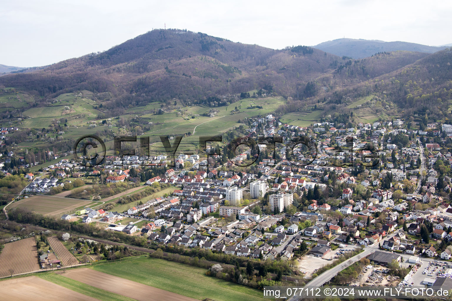 District Auerbach in Bensheim in the state Hesse, Germany from the plane