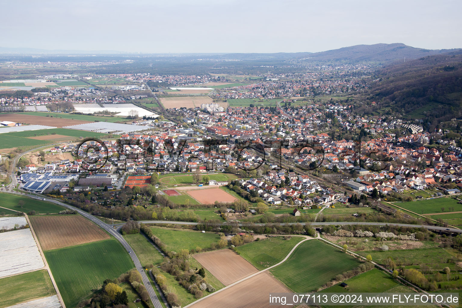 Aerial photograpy of Zwingenberg in the state Hesse, Germany