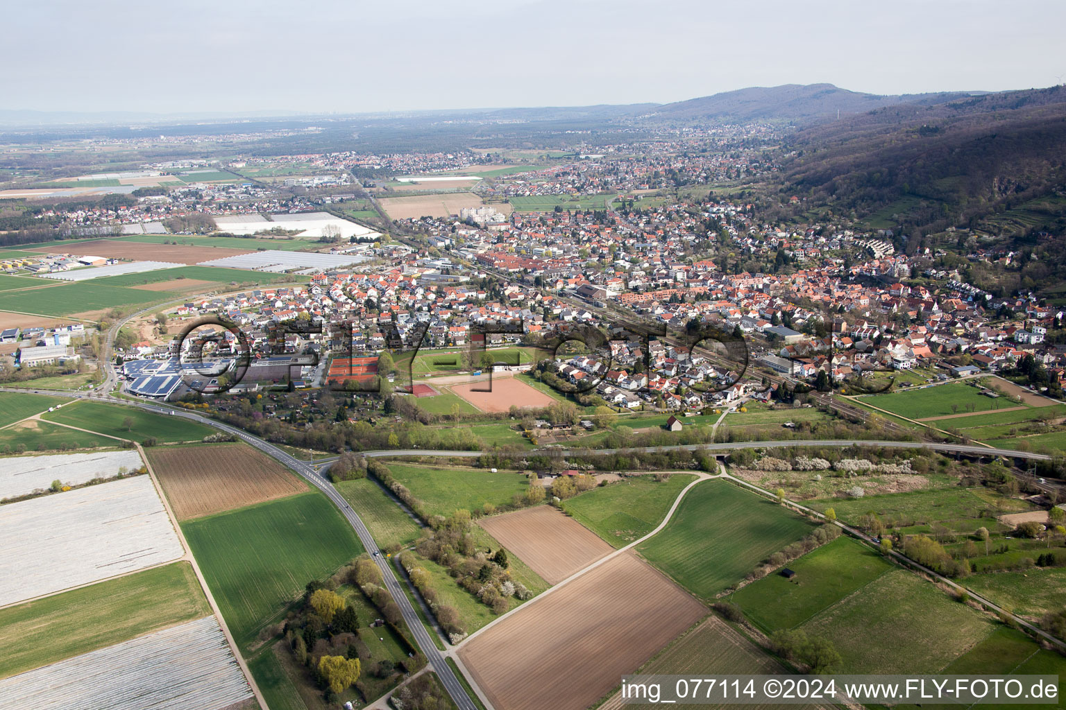 Oblique view of Zwingenberg in the state Hesse, Germany