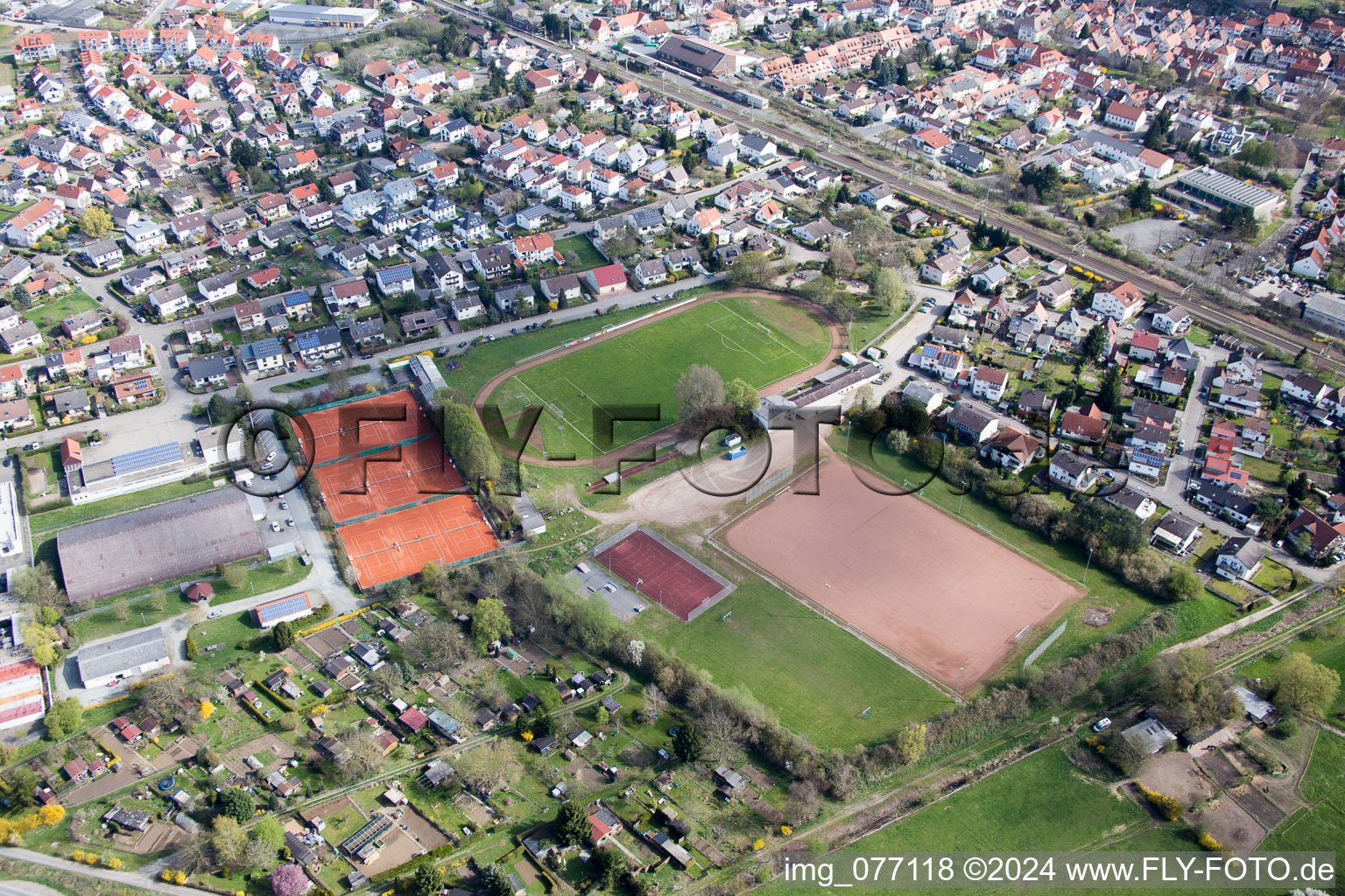 Zwingenberg in the state Hesse, Germany seen from above