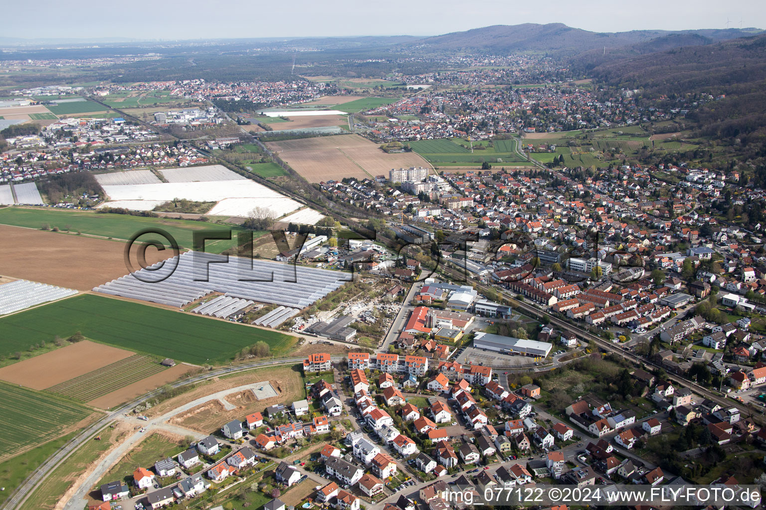 Drone recording of Zwingenberg in the state Hesse, Germany