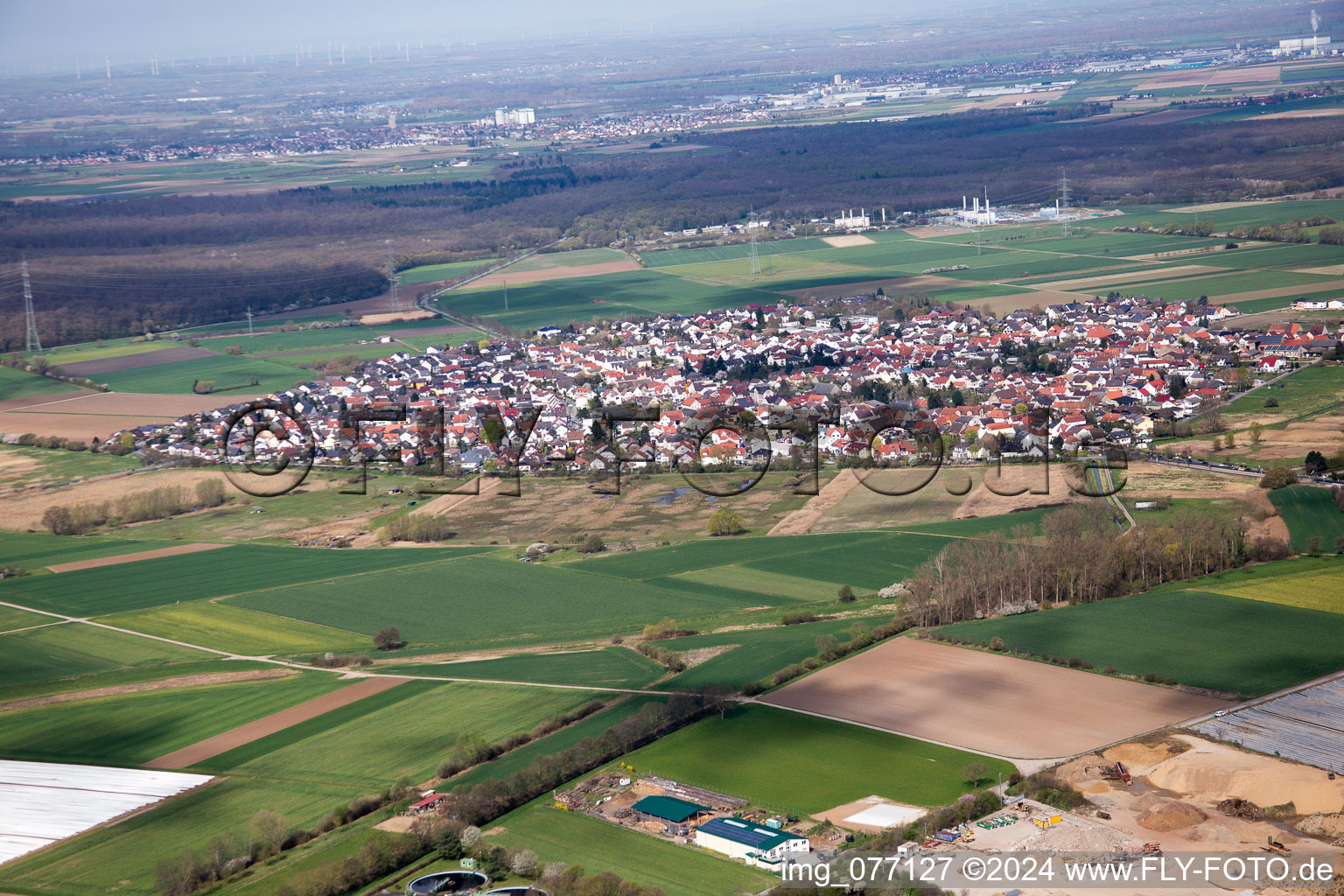 Zwingenberg in the state Hesse, Germany from a drone