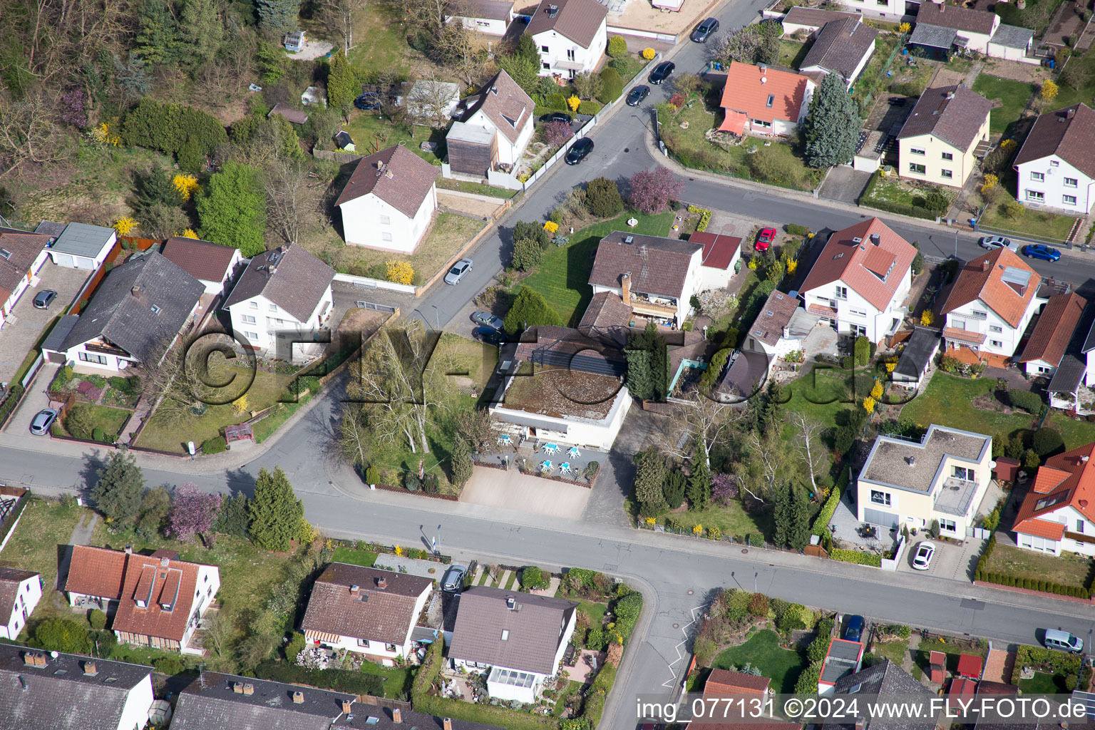 Aerial view of Alsbach-Hänlein, Sandwiese industrial area in Alsbach-Hähnlein in the state Hesse, Germany