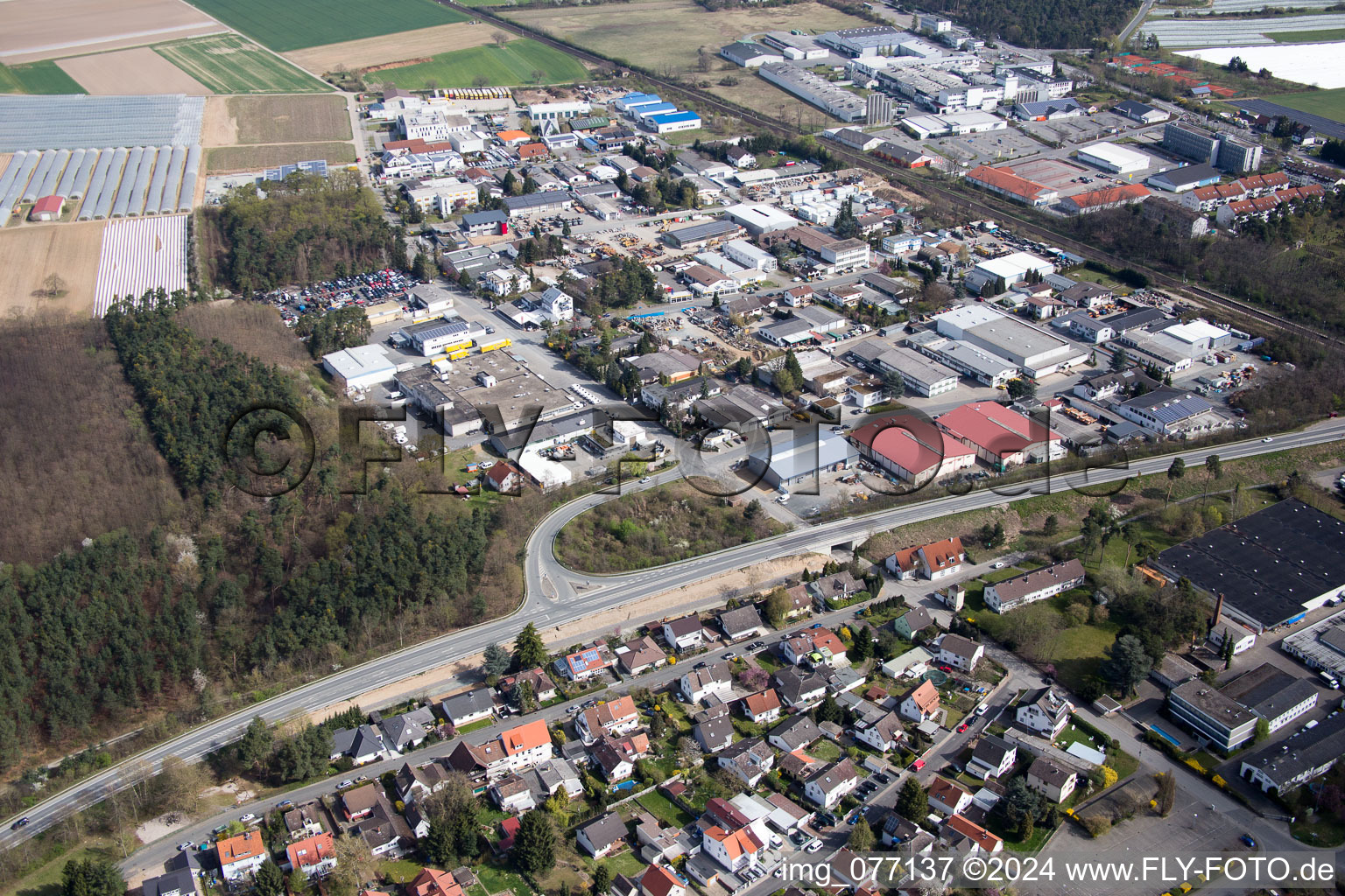 Drone recording of Alsbach-Hähnlein in the state Hesse, Germany