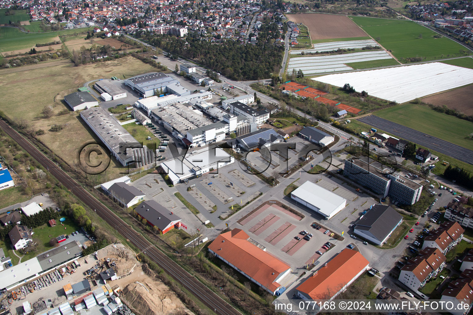 Alsbach-Hänlein, Sandwiese industrial area in Alsbach-Hähnlein in the state Hesse, Germany out of the air