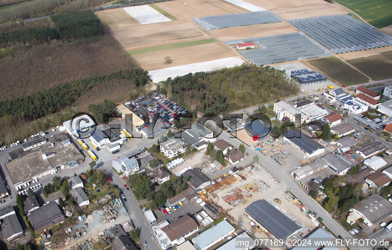 Alsbach-Hänlein, Sandwiese industrial area in Alsbach-Hähnlein in the state Hesse, Germany seen from above