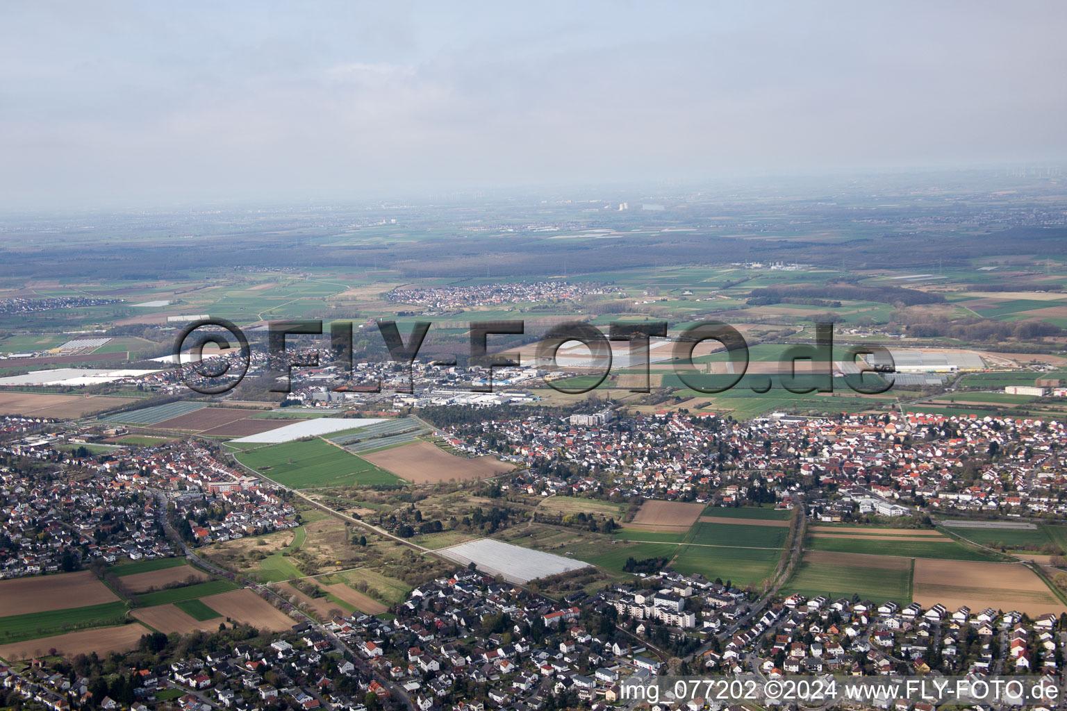 District Jugenheim an der Bergstrasse in Seeheim-Jugenheim in the state Hesse, Germany from above