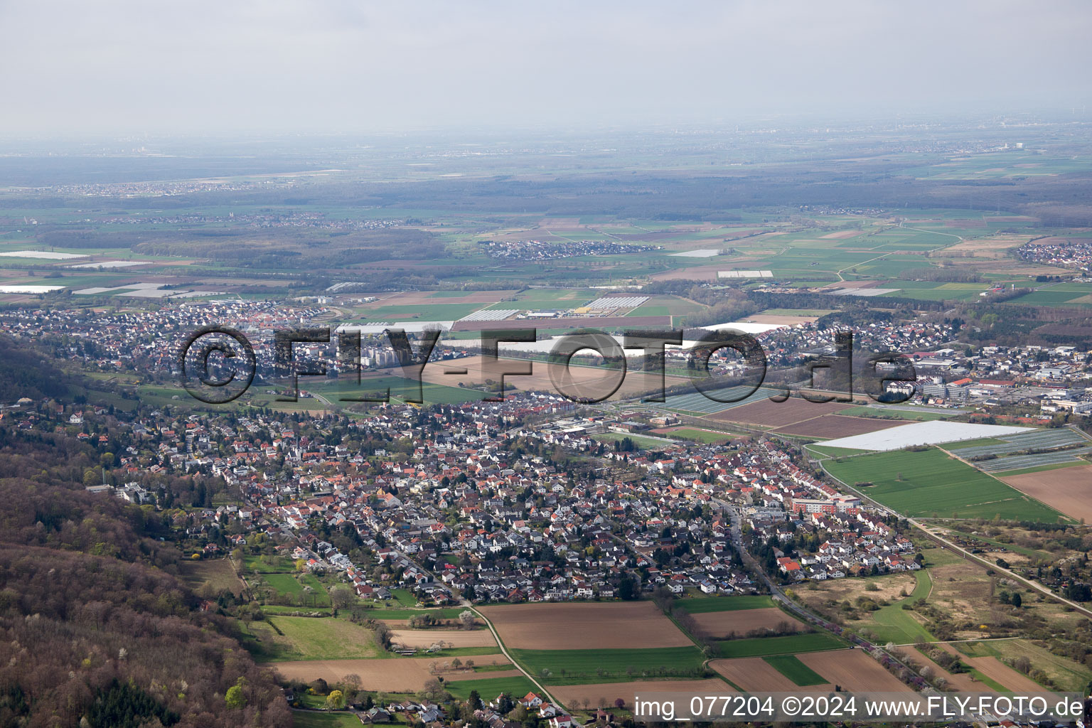 District Jugenheim an der Bergstrasse in Seeheim-Jugenheim in the state Hesse, Germany seen from above