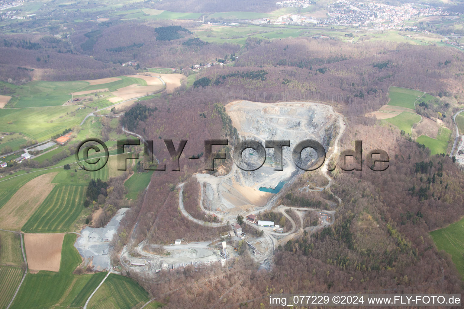 Aerial photograpy of Opencast mining for Kalisalt in Muehltal in the state Hesse, Germany