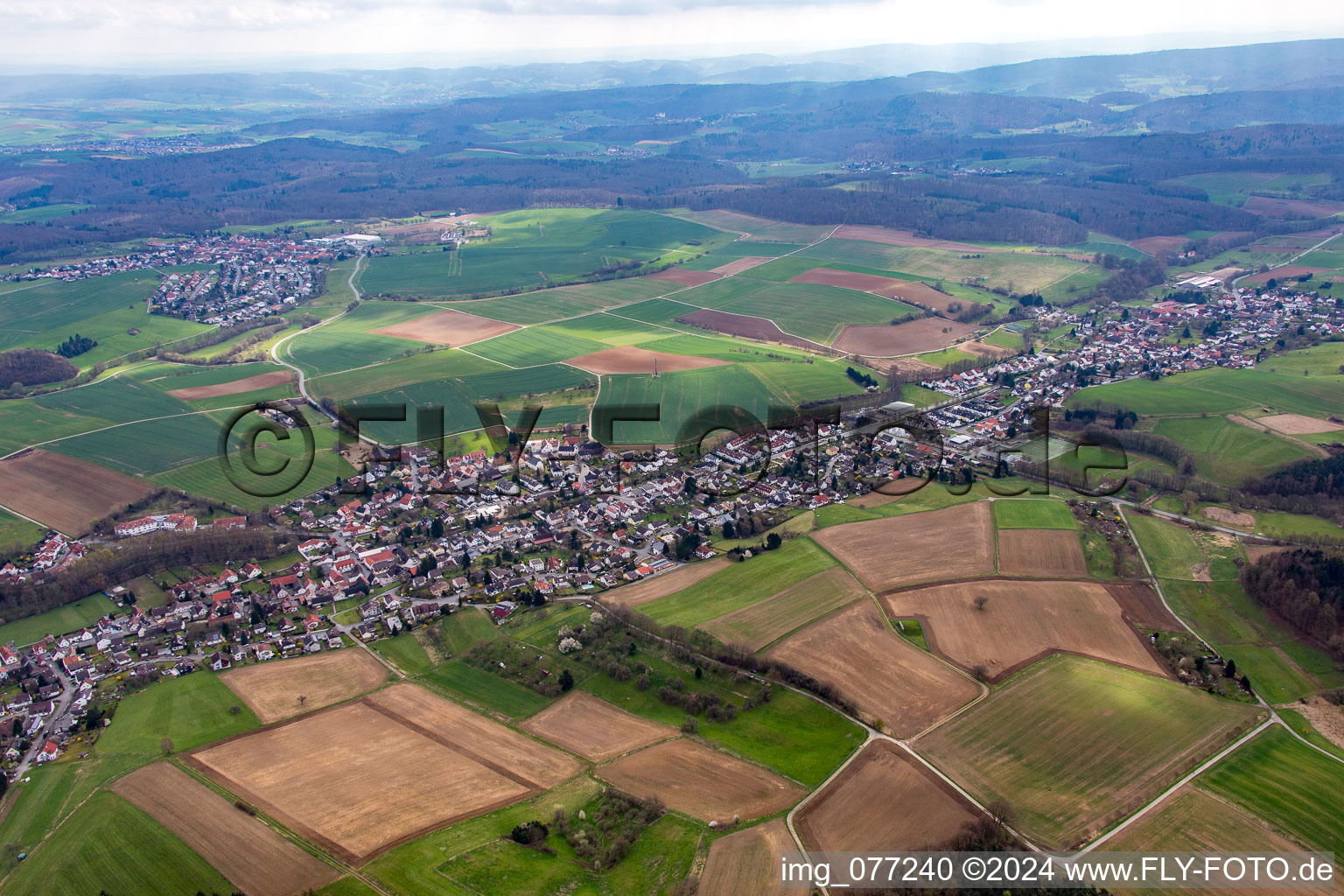 Aerial view of District Nieder-Modau in Ober-Ramstadt in the state Hesse, Germany