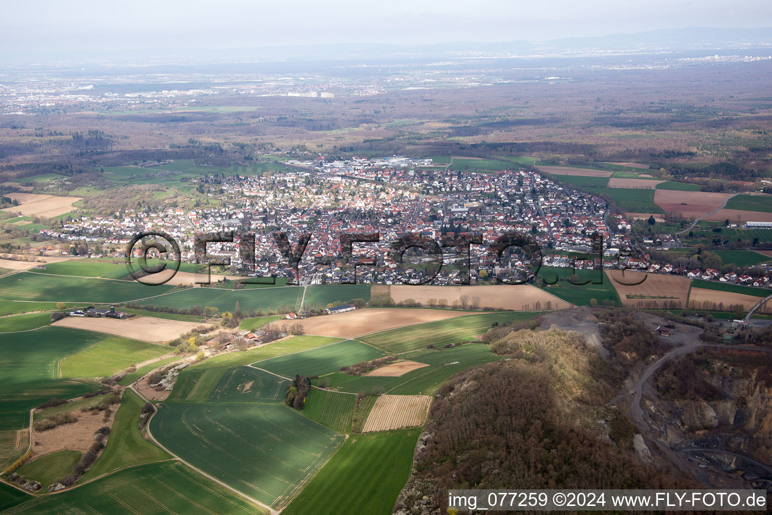 Aerial photograpy of Roßdorf in the state Hesse, Germany