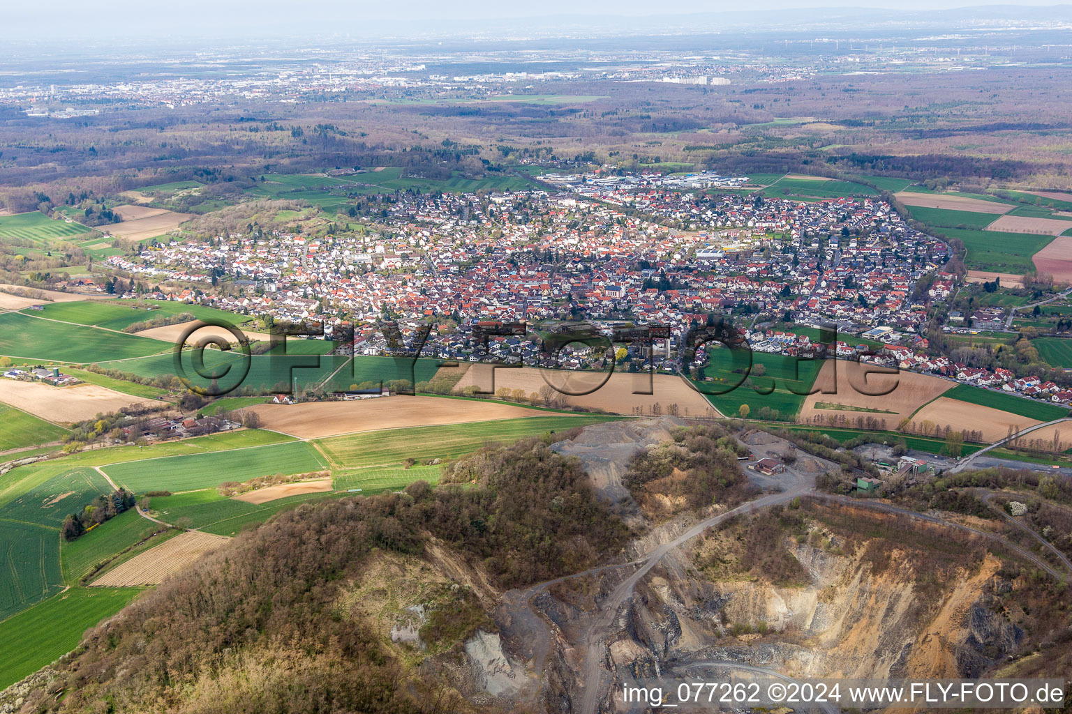 Town View of the streets and houses of the residential areas in Rossdorf in the state Hesse, Germany