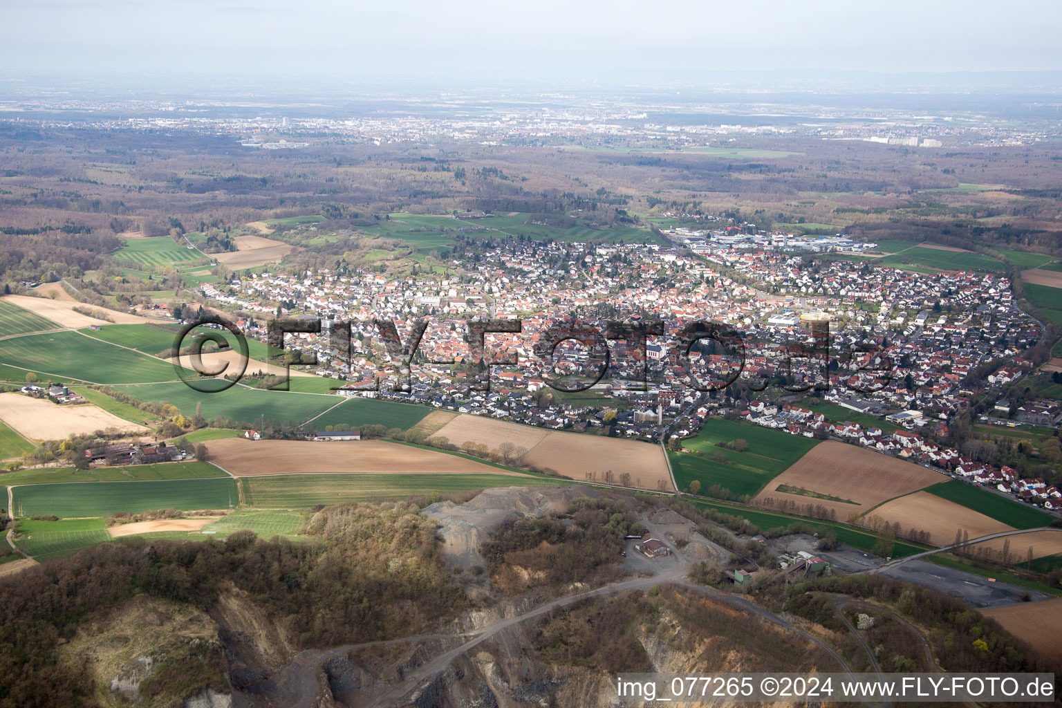 Roßdorf in the state Hesse, Germany from above