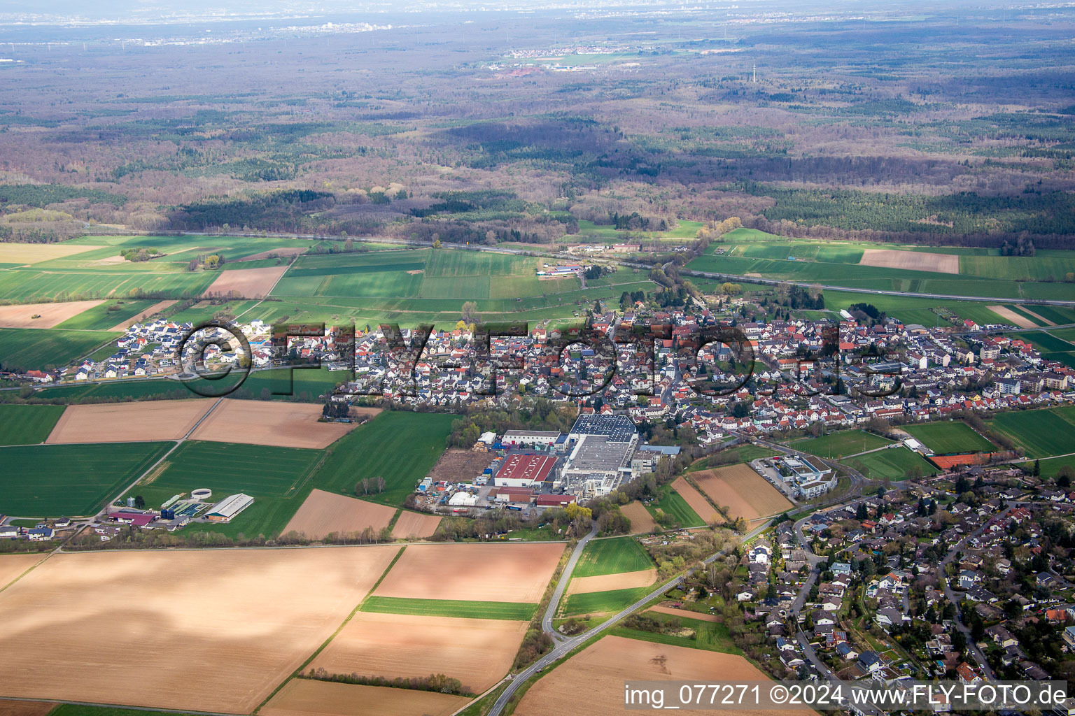 Aerial photograpy of District Gundernhausen in Roßdorf in the state Hesse, Germany