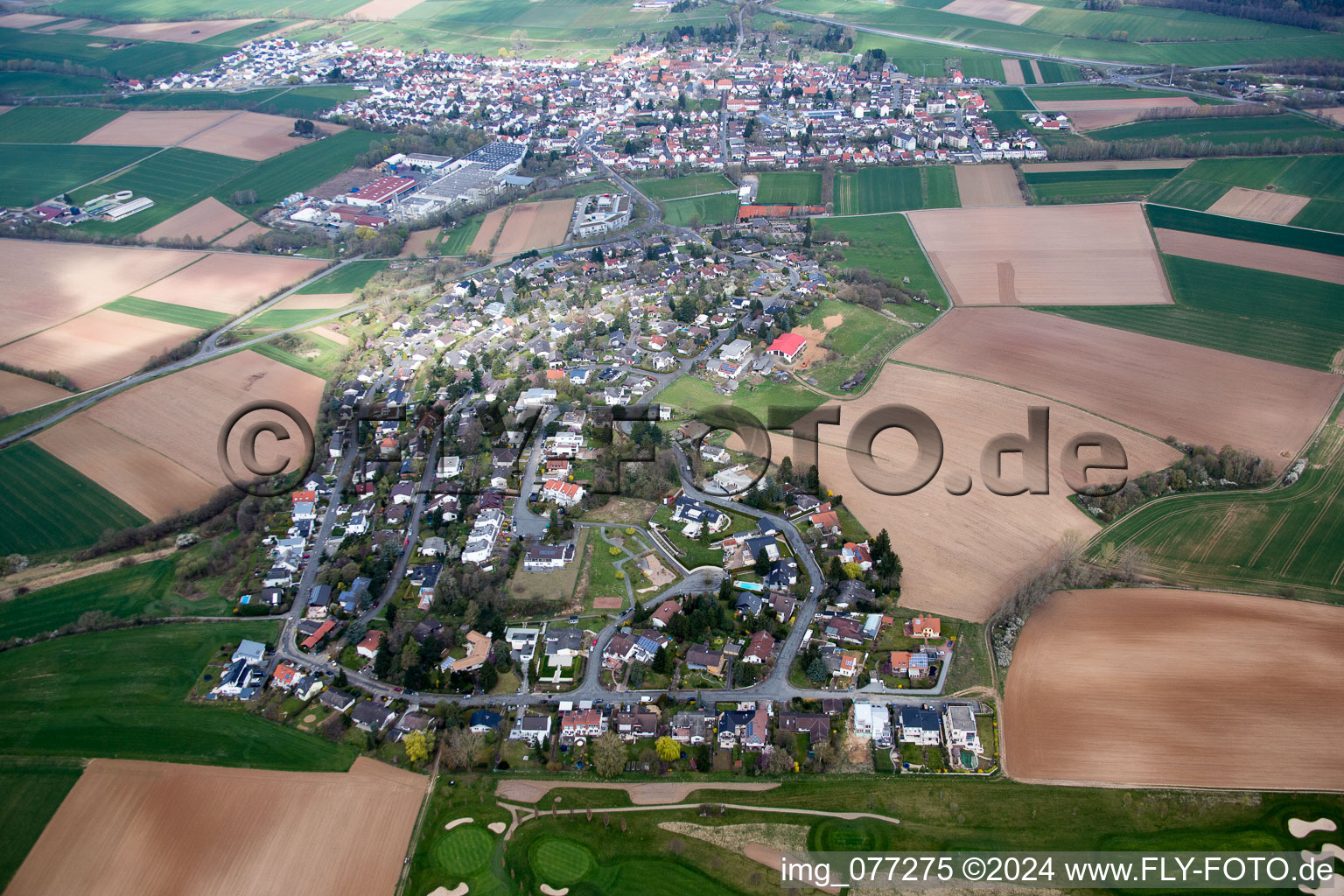 Oblique view of District Gundernhausen in Roßdorf in the state Hesse, Germany