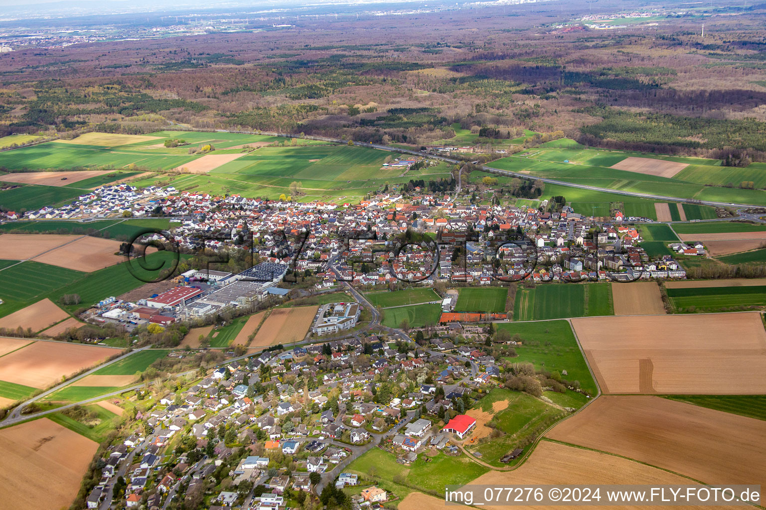 Aerial view of Gundernhausen in the state Hesse, Germany