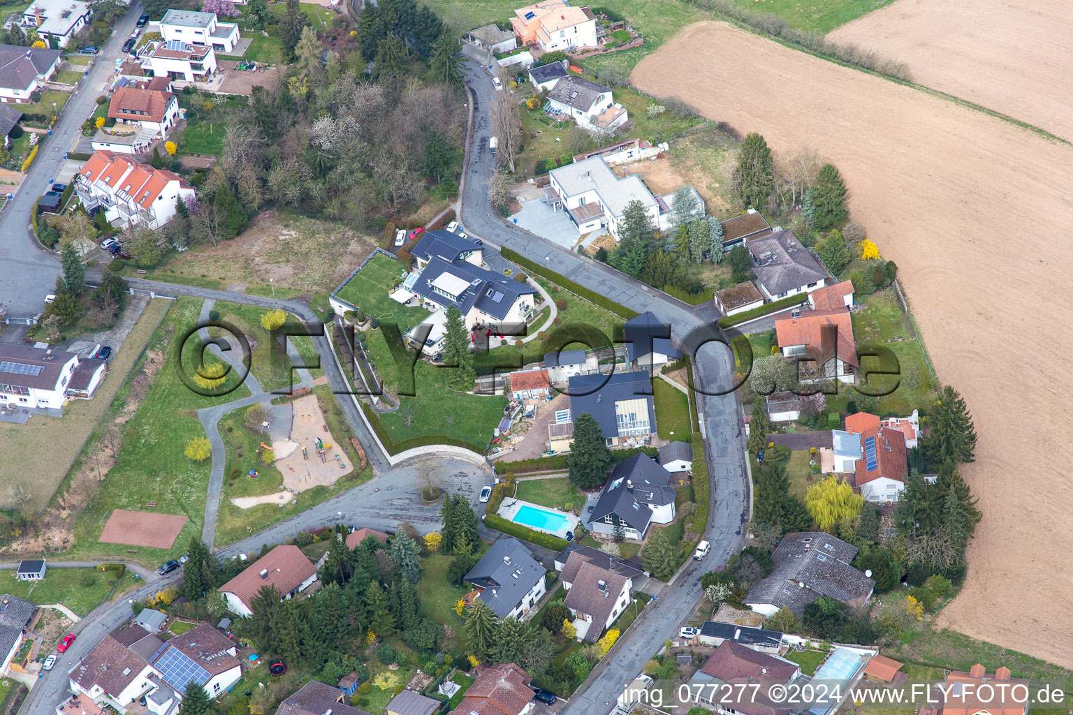 Aerial photograpy of Gundernhausen in the state Hesse, Germany