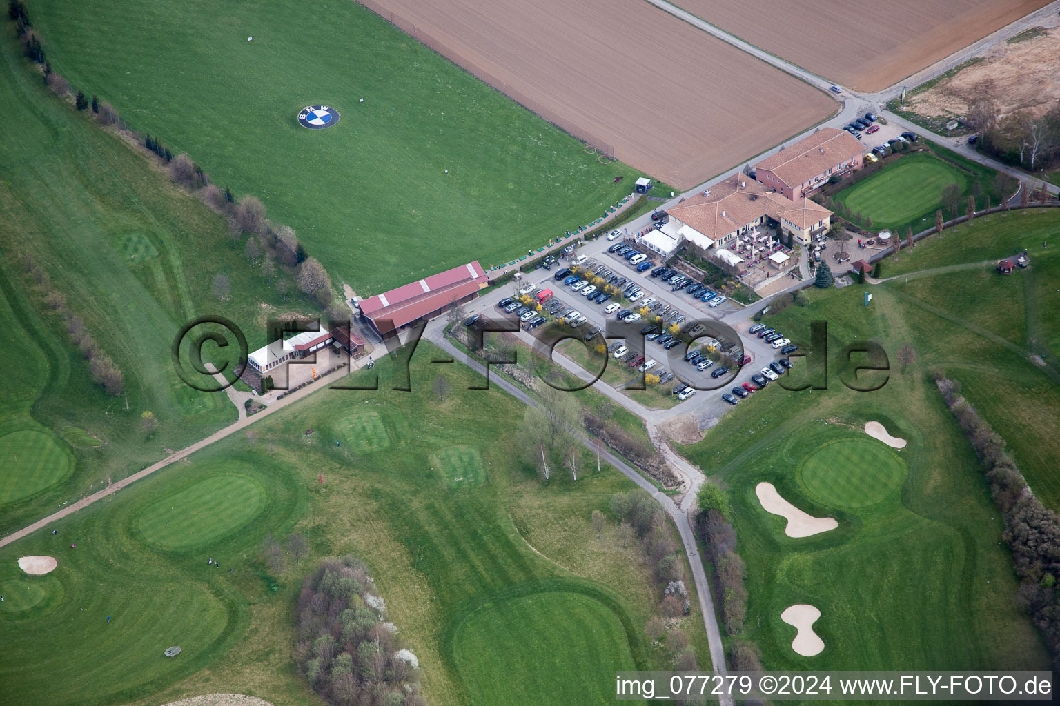 Aerial view of Golf course in Groß-Zimmern in the state Hesse, Germany