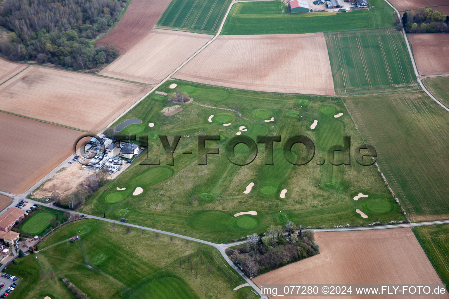 Aerial photograpy of Golf course in Groß-Zimmern in the state Hesse, Germany