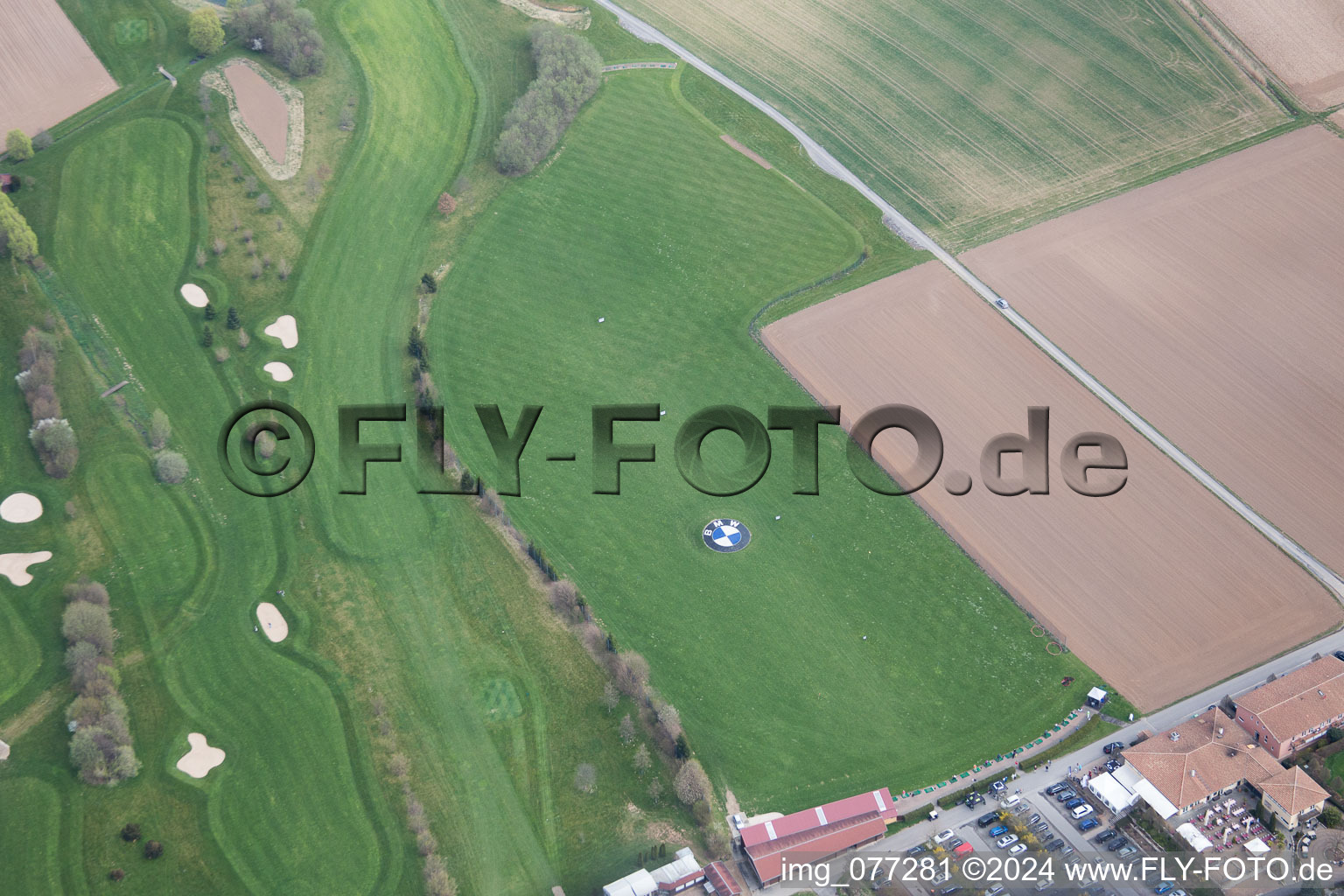 Oblique view of Golf course in Groß-Zimmern in the state Hesse, Germany