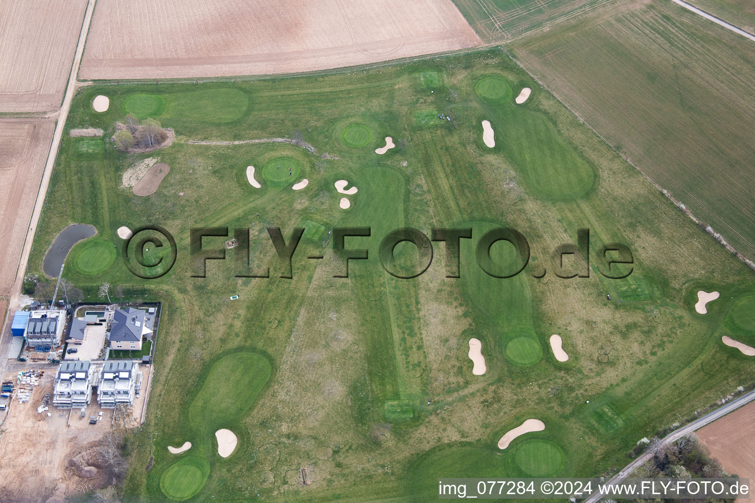 Golf course in Groß-Zimmern in the state Hesse, Germany from above