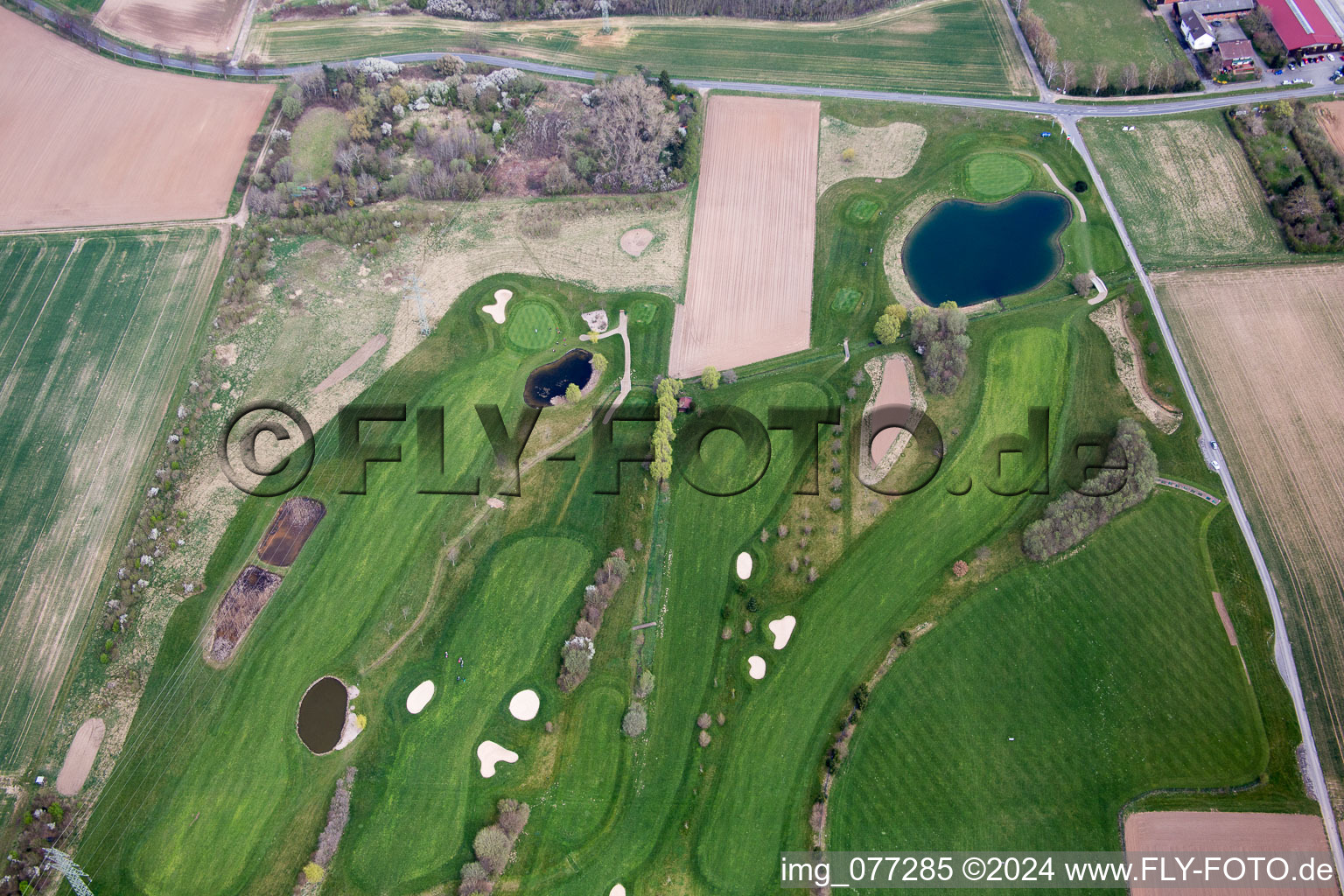 Aerial photograpy of Grounds of the Golf course at Golf Sport Park Gross-Zimmern in Gross-Zimmern in the state Hesse, Germany