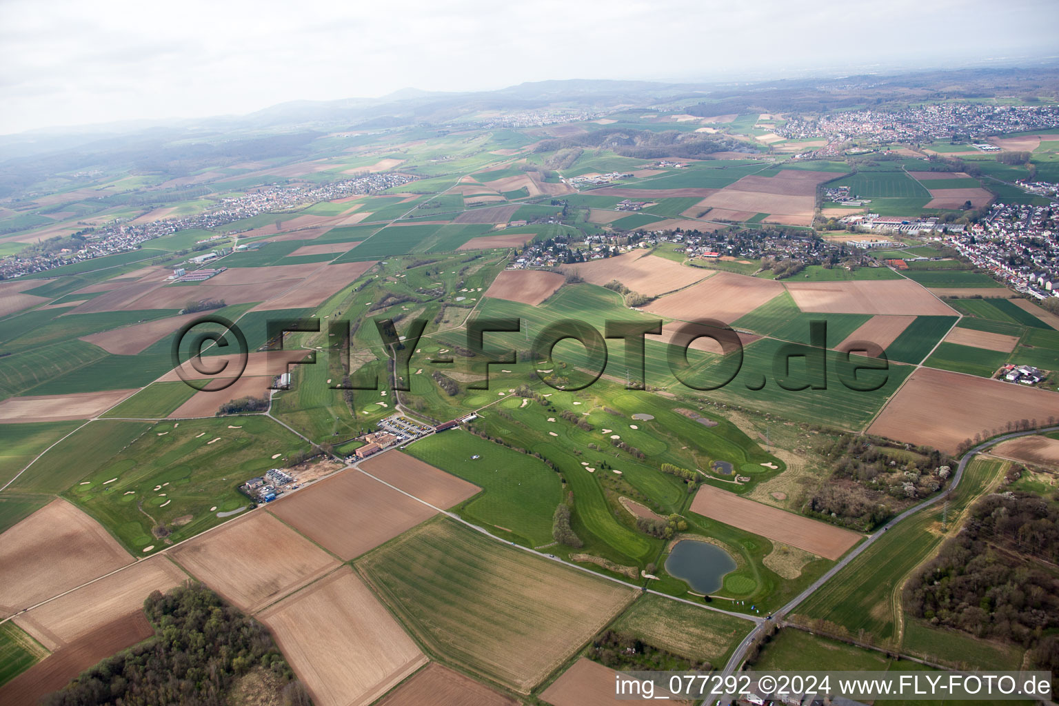 Golf course in Groß-Zimmern in the state Hesse, Germany out of the air