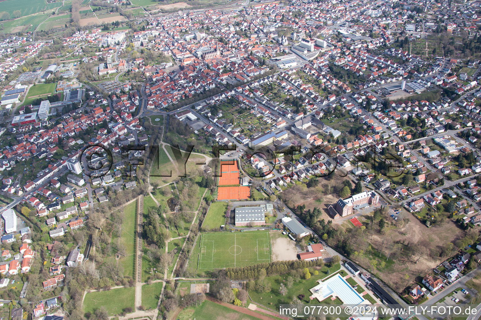 Aerial view of Dieburg in the state Hesse, Germany