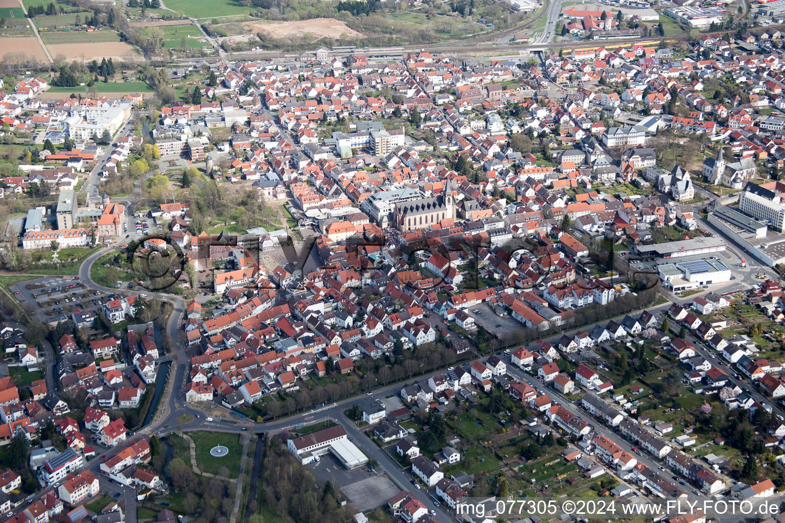 Dieburg in the state Hesse, Germany from above