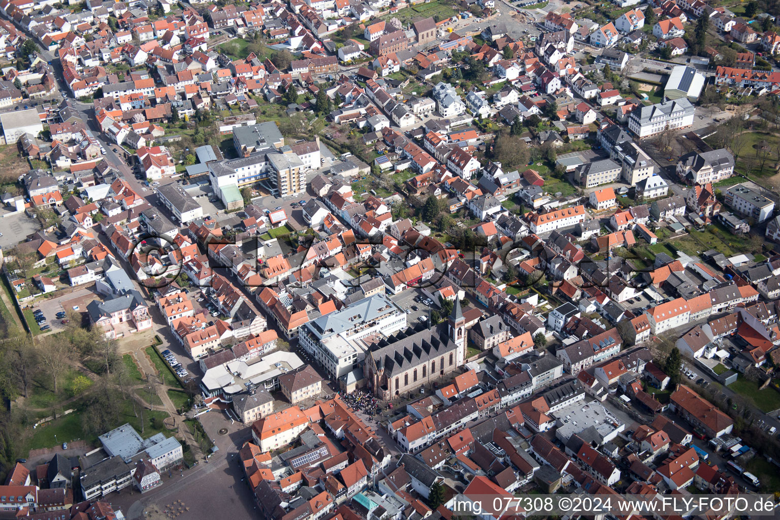 Church in Old Town- center of downtown in Dieburg in the state Hesse