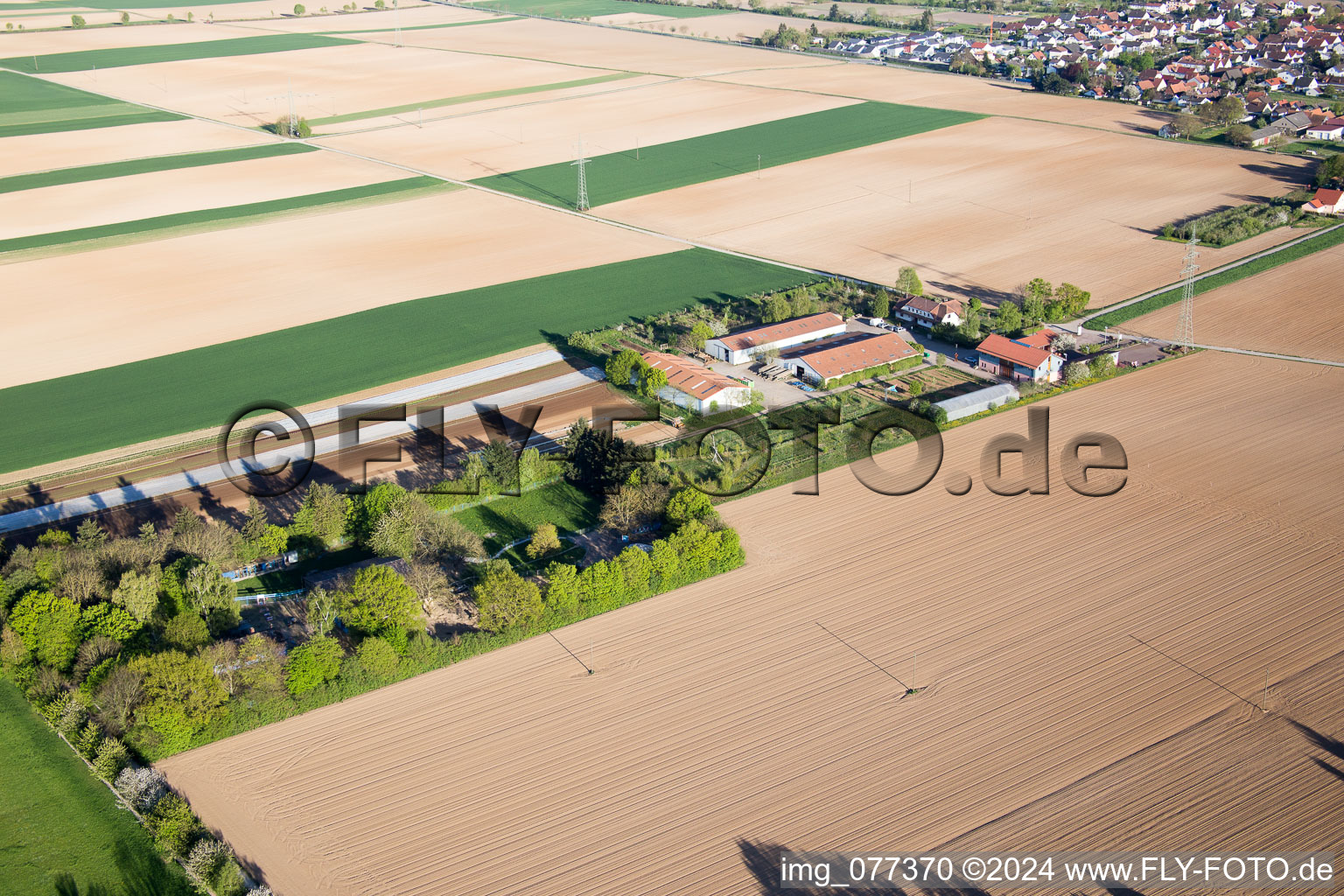 Drone image of Minfeld in the state Rhineland-Palatinate, Germany