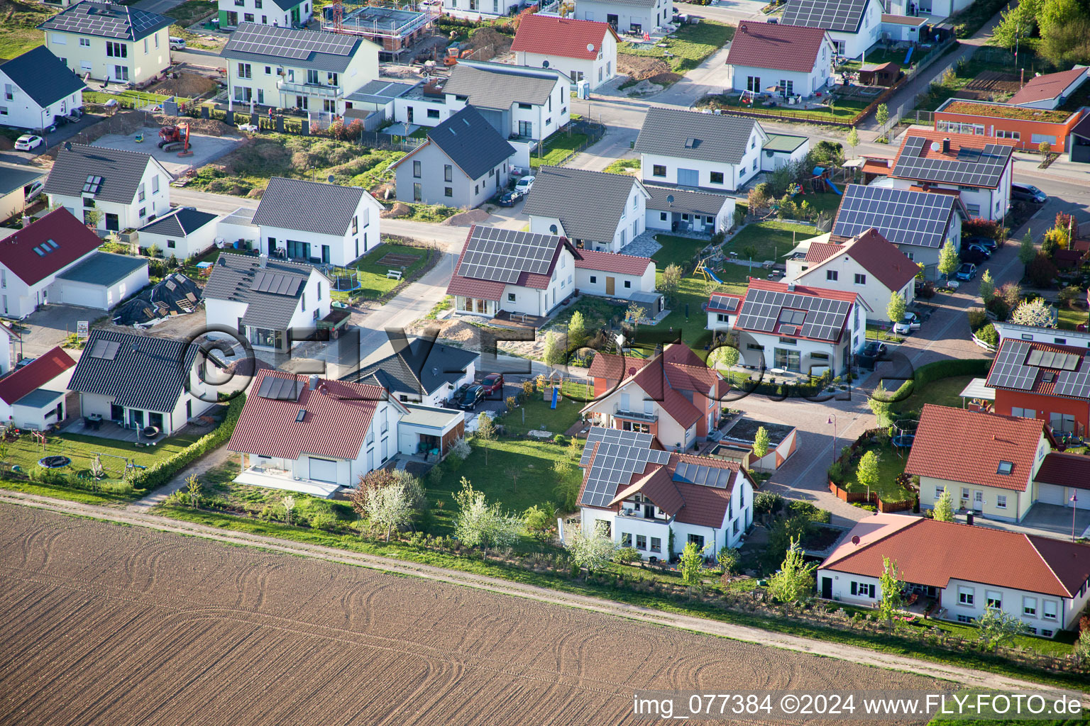 Steinweiler in the state Rhineland-Palatinate, Germany from a drone