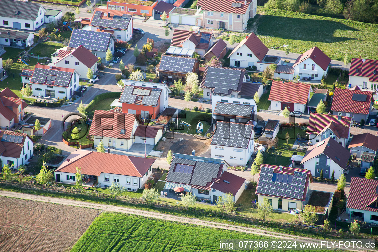 Aerial view of Steinweiler in the state Rhineland-Palatinate, Germany