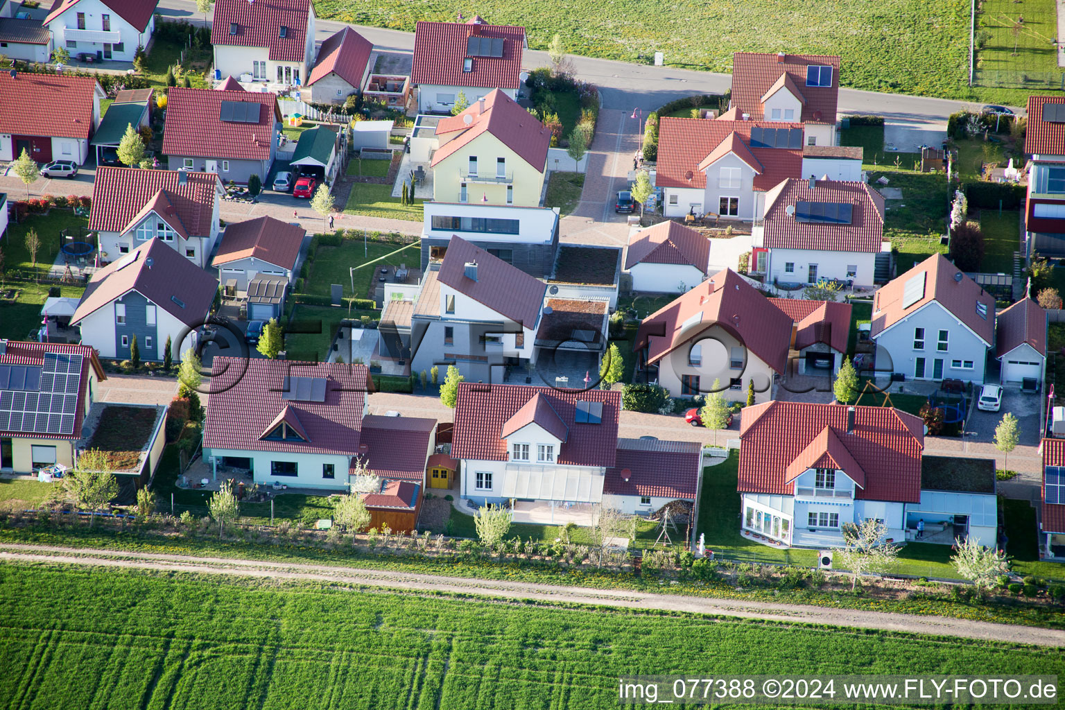 Aerial photograpy of Steinweiler in the state Rhineland-Palatinate, Germany