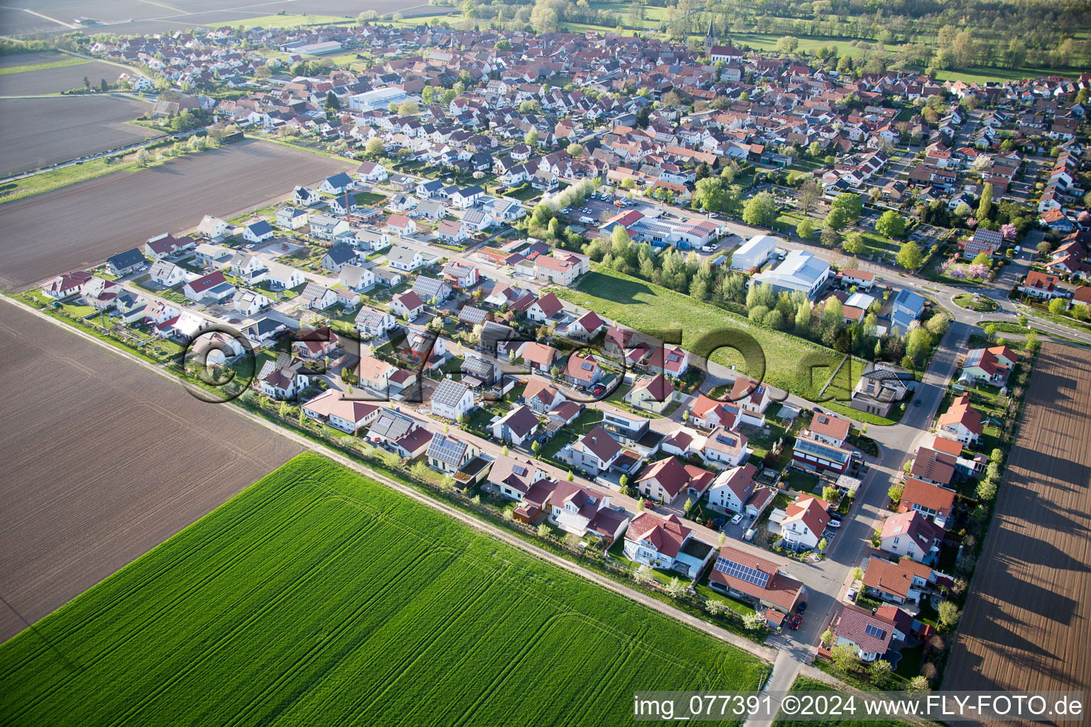 Steinweiler in the state Rhineland-Palatinate, Germany from above