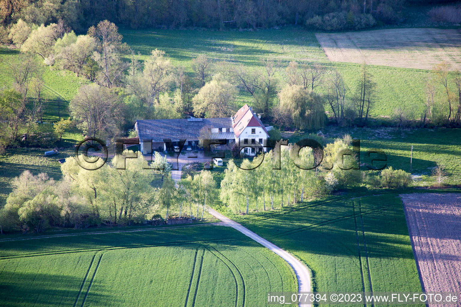 Steinweiler in the state Rhineland-Palatinate, Germany seen from above