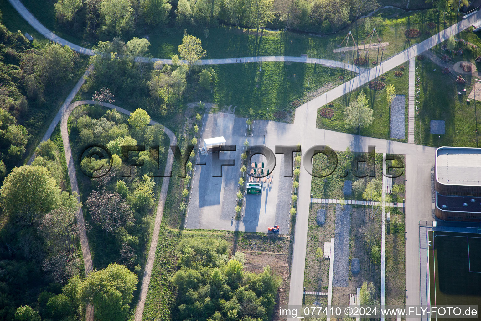 Aerial photograpy of State Garden Show Grounds in Landau in der Pfalz in the state Rhineland-Palatinate, Germany