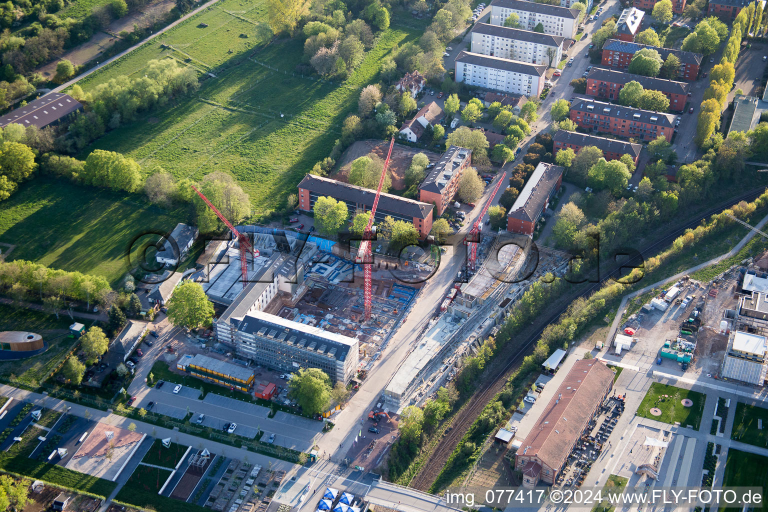 Aerial view of State Garden Show 2015 in Landau in der Pfalz in the state Rhineland-Palatinate, Germany