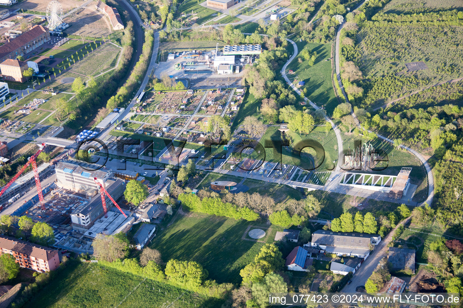 State Garden Show 2015 in Landau in der Pfalz in the state Rhineland-Palatinate, Germany seen from above