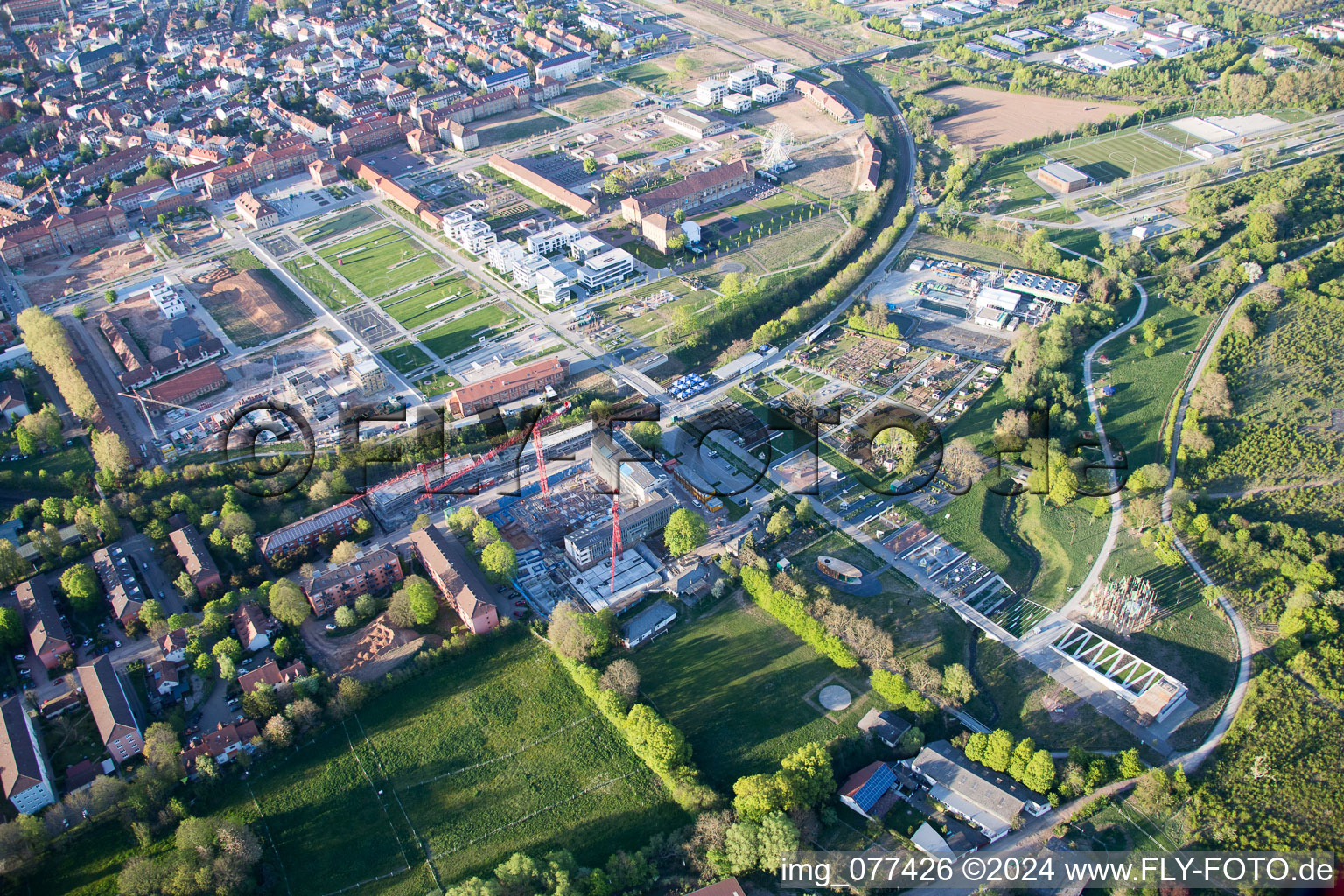 Bird's eye view of State Garden Show 2015 in Landau in der Pfalz in the state Rhineland-Palatinate, Germany