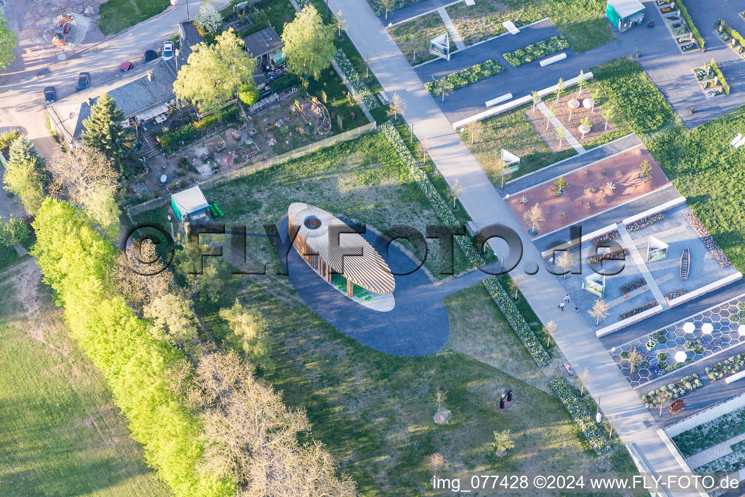 Aerial view of Construction of Exhibition grounds of the Landesgartenschau 2015 in Landau in der Pfalz in the state Rhineland-Palatinate, Germany