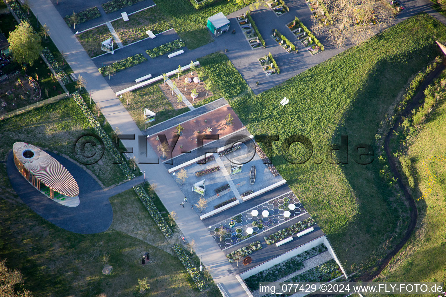 State Garden Show 2015 in Landau in der Pfalz in the state Rhineland-Palatinate, Germany viewn from the air